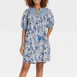 Knox Rose Blue Patterned Dress 1X